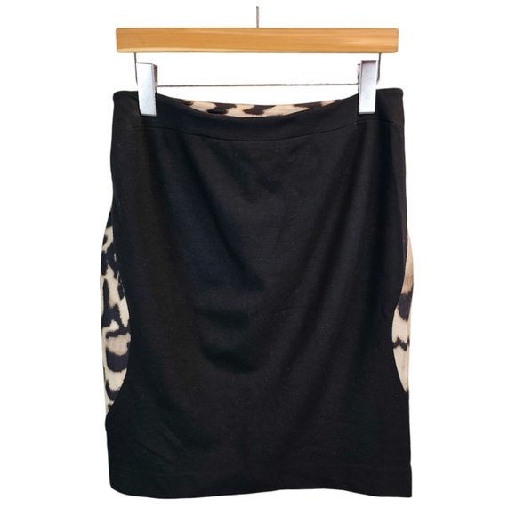 DVF Mae Mikado Leopard Pencil Skirt Wool & Silk Blend Size 10 Women's Black Knit - Picture 5 of 13